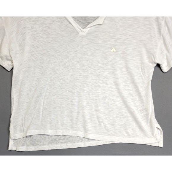 Aeropostale Crop Tee T-shirt Womens L White Semi Sheer V- Neck Short Sleeves New - Picture 5 of 13